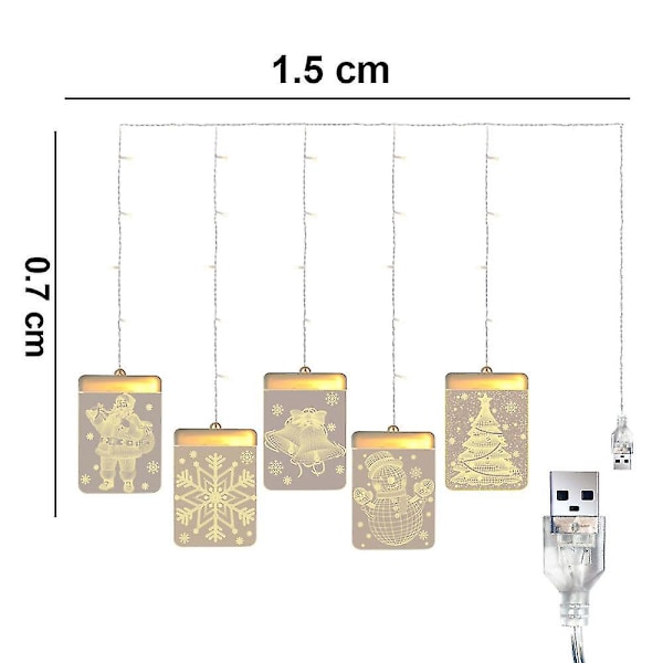 Juldekoration Fönsterlampa, Bakgrundsstränglampor För Utomhus Inomhus Fönster Stigen Patio Sovrum Fest Semester Vägg, Varmvit