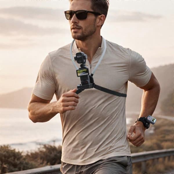 Expandable Enveloping Camera Mount with Neck Strap and Wrist Strap — Non-slip PLA Bracket, Double Cold Shoe