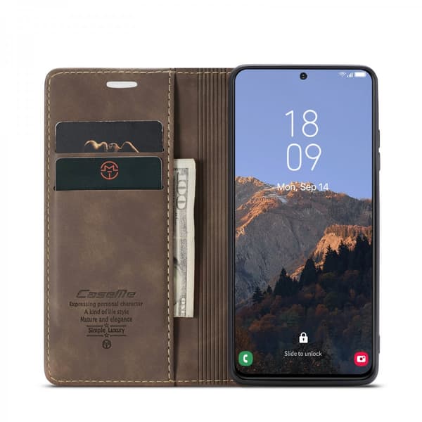 CaseMe Slim Wallet Case Samsung Galaxy S23 Plus Brown