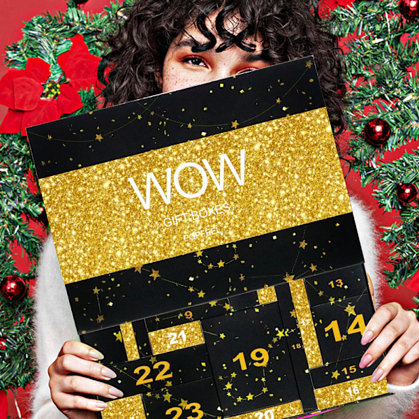 Julemakeup-Gavekalender 2024, Sminke-Adventskalender, 24 Individuelt Innpakkede Makeup- og Kosmetikkprodukter for Kvinner og Jenter Black