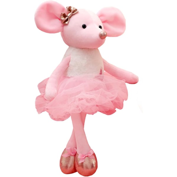 Plysj muse utstoppede dyr leker ballerina dukker ballettdans oppvisning gaver for jenter 15,5 tommer (rosa)