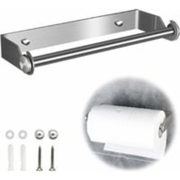 Rullholder for kjøkkenpapir i rustfritt stål, kjøkkenrullholder, papirhåndkleholder, veggmontert kjøkkenrullholder (27 cm)