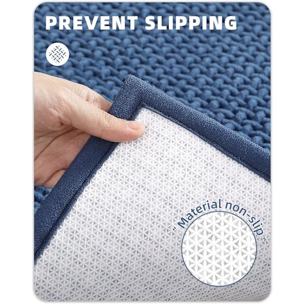 Chenille-kylpyhuonematto - Liukumaton, imukykyinen, nopeasti kuivuva, ohut, konepestävä - 16\"x24\" Pieni kylpymatto Matto Kylpyhuoneen lattialle