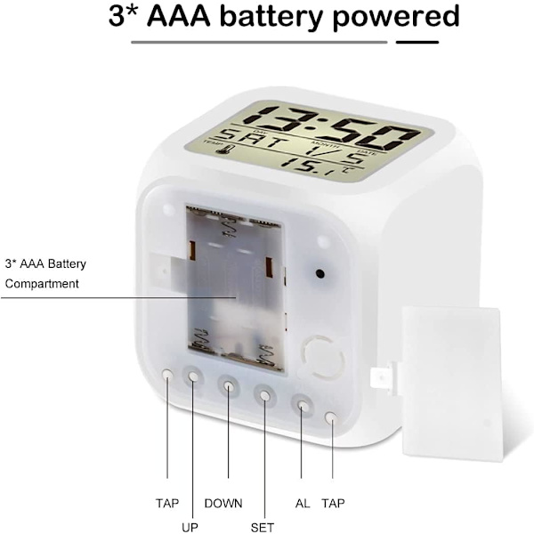 Väckarklocka Nattlampa 7 Färger LED Digitala Väckarklockor Lampa, Barns Digitala LED Sängbordsväckarklocka med Kalender