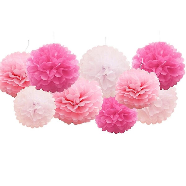 9 stk. Jule Halloween Håndlagde Vimpler Silkepapir Blomst Bryllupsfest Dekor hy Rosa