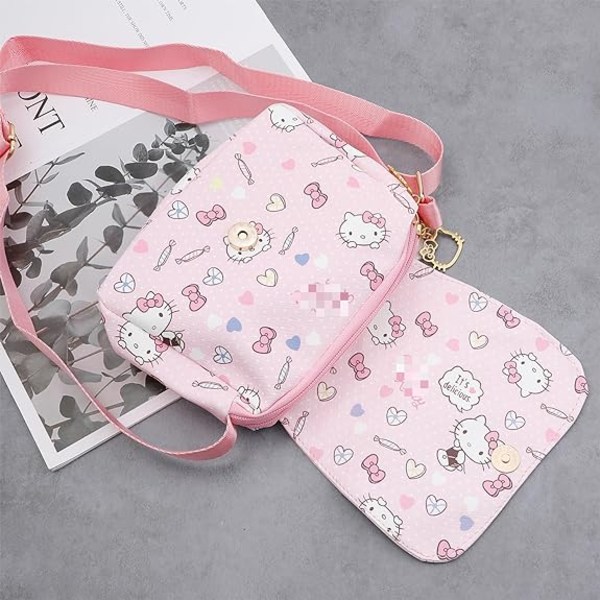 Tegneserie Kitty pung med snor Kawaii Kitty Crossbody tasker mobiltelefon pung møntpung til piger kvinder