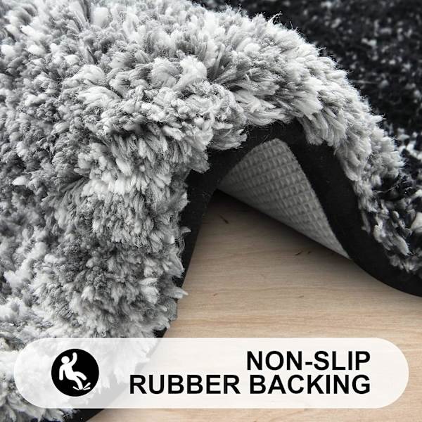 Luksuriøs Badeværelsesmåtte 24x16, Ekstra Blød og Absorberende Mikrofiber Bademåtte, Skridsikker Plysset Shaggy Badetæppe