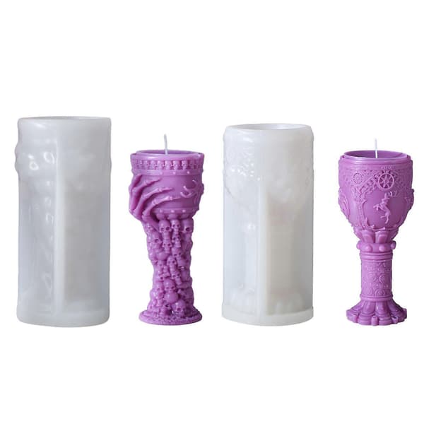 3D Holy Grail Stearinlys Silikonform for å lage stearinlys, såpe, gips Halloween-dekor, Halloween-tema Stearinlys Silikonform