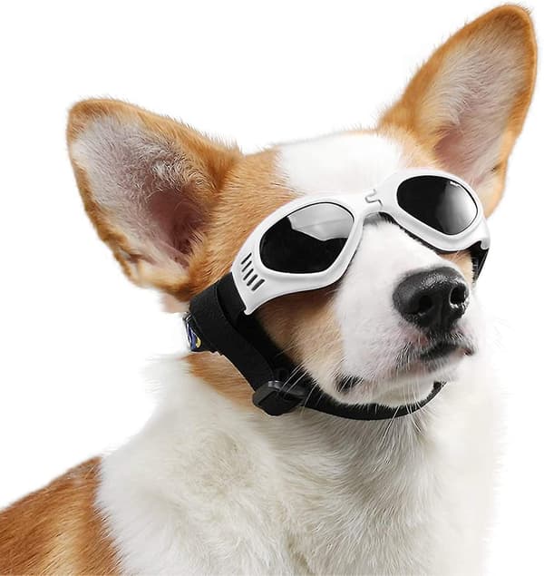 Dog Sunglasses, Adjustable Strap for UV Sunglasses, Waterproof Protection Blue