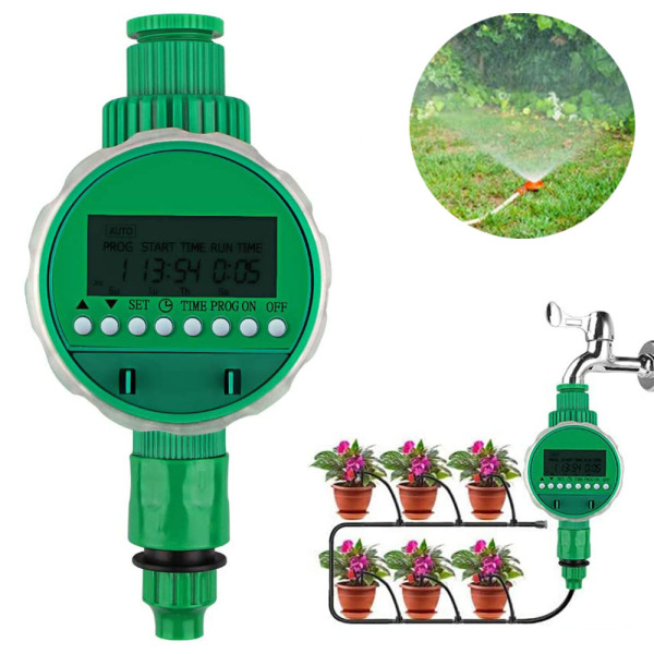 Automatisk vanningstimer, timer, timer, LCD-skjerm, digital automatisk tidsbesparende vanning