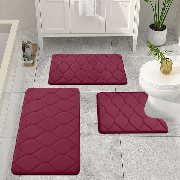 Memory Foam Bademåtter, Ultra Blød & Skridsikker Bademåtte, Vandabsorberende og Maskinvaskbar Badetæppe til Brusebad Badeværelsesgulv, 24''x16''