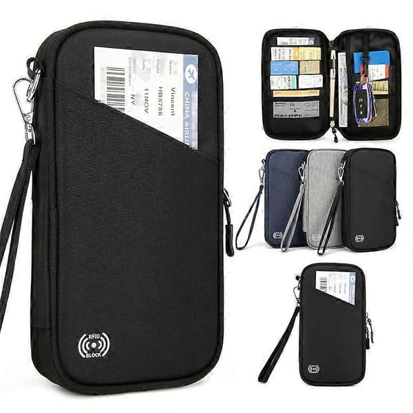 RFID-Blocking Travel Passport Wallet and Document Organizer