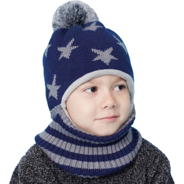 Baby flicka pojke vintermössa halsduk hörselkåpor hatt halsduk toddler barn