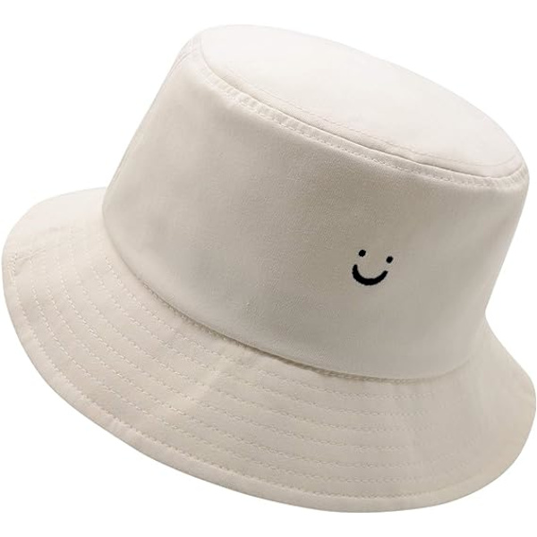 Leende Ansikte Bucket Hat för Män Sommar Resa Bucket Strand Solhatt Broderi Utomhus Kepsen för Män Kvinnor