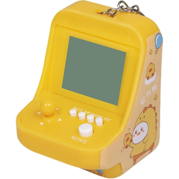 Micro Player Mini Arcade Machine med nyckelring, 26 klassiska spellägen Stöd för musik Mini byggstensspelkonsol för barn Blå