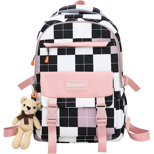 Suloinen Kawaii-reppu lisävarusteilla tytöille Koulu Preppy-reppu Kannettava tavara Vedenpitävä Yli 6-vuotiaille Pinkki