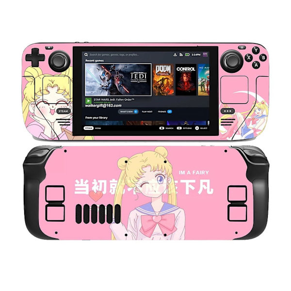 Steam Deck -tarrat, Sailor Moon, söpöt animetarrat, pelikonsolitarrat, koko vartalon tarrat, naarmuuntumattomat ja pölytiiviit (LCD-näyttö, vaaleanpunainen) Style15