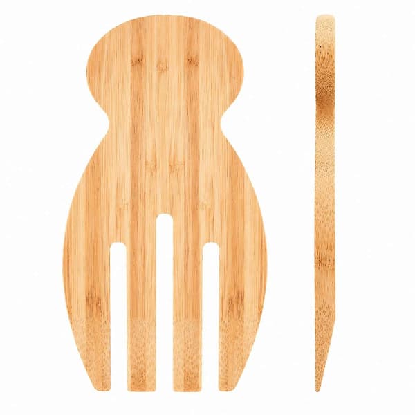 Bambus salatbestik med ergonomisk bredt greb til at vende og elegant serveringssæt