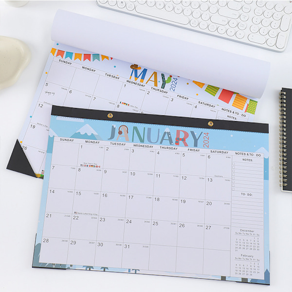 Skrivebords kalender 2025, 18 måneders temakalender med hjørnebeskyttere, gjøremålsliste og notater, 17\" x 12\" akademisk skrivebords kalender for hjemmeundervisning og kontorplanlegging