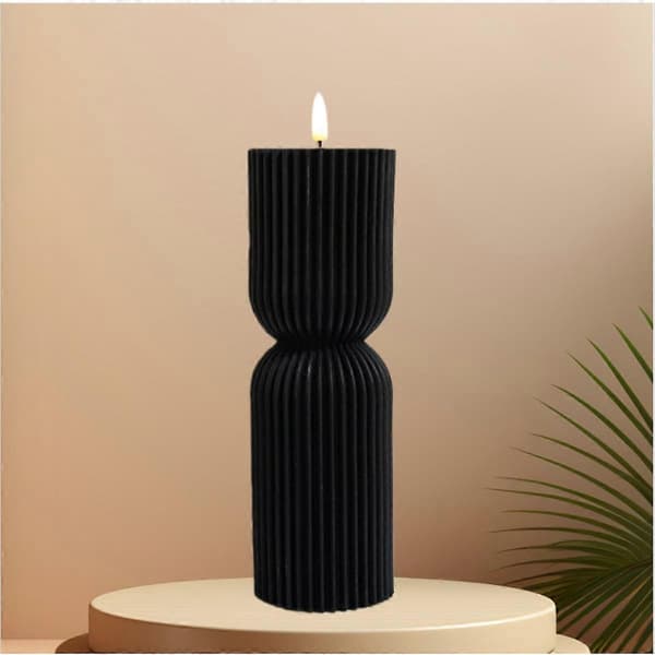 Striped Pillar LED Flameless Candle 7.5 x 23 Battery Operated