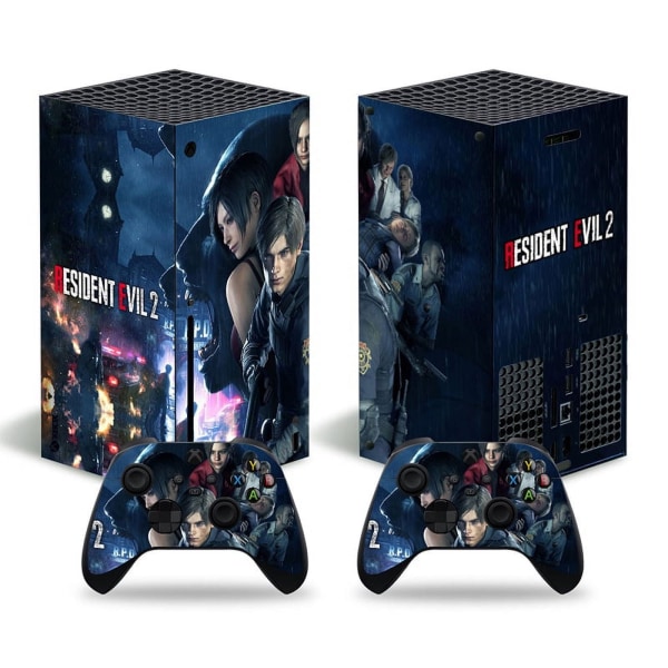 Resident Evil Xbox Series X Adhesive Skin - Kompatibel för XSX - Cover för att anpassa konsolen - Avtagbar vinylfilm - HD-kvalitet (blå) Style05