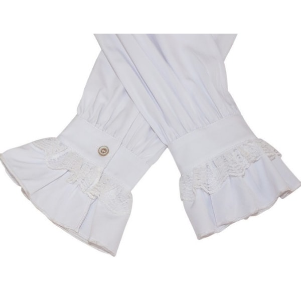 Herrar kläder parning skjorta medeltida steampunk toppfoder (Vit,XL) White XL