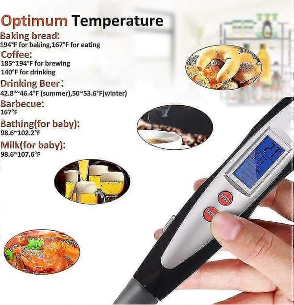 Digital BBQ-gaffel med termometer for umiddelbar avlesning av kjøtt under tilberedning
