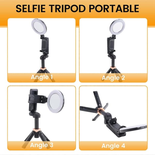 Opgraderet Design Mini Stativ Bluetooth Bærbar Teleskopisk Multifunktionel 360° Graders Rotation Telefon Selfie Stick Sort A