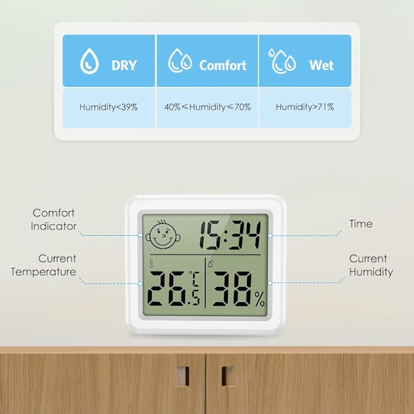 Uppgraderad inomhus termometer hygrometer, digital rumstemperatur hygrometer, mini temperaturmätare fuktighetsmätare för hemmet
