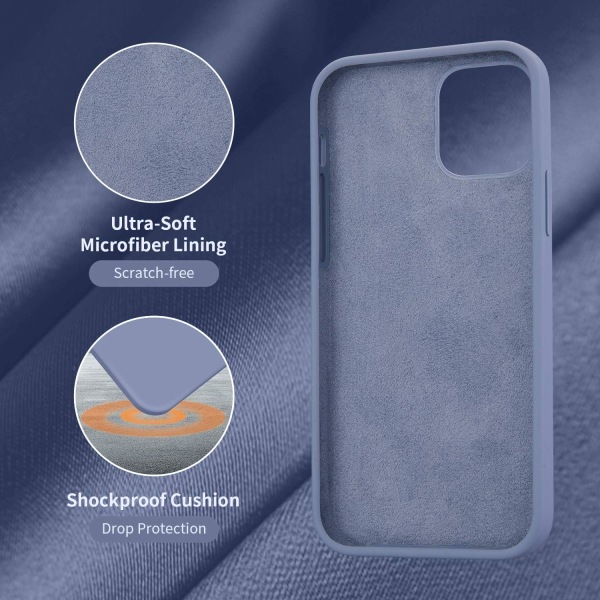 Designad för iPhone 12-fodral, designad för iPhone 12 Pro-fodral, silikonstötsäkert telefonfodral med [mjukt anti-repigt mikrofiberfoder] 6,1 tum, svart
