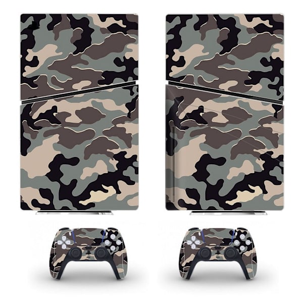 Playstation 5 Slim Ps5 Slim Camouflage Grey Skin Decal Og Controller Klistremerker Sett, Riperesistent (Disk) Style06