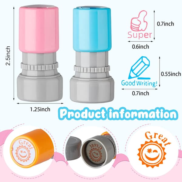 8-pack Teacher Stamps, Self-Inking, Motivational, Encouraging Stamp for Teachers, Appreciation Gift, Classroom, Homework, Tests, Student Behavior 3*3*6CM