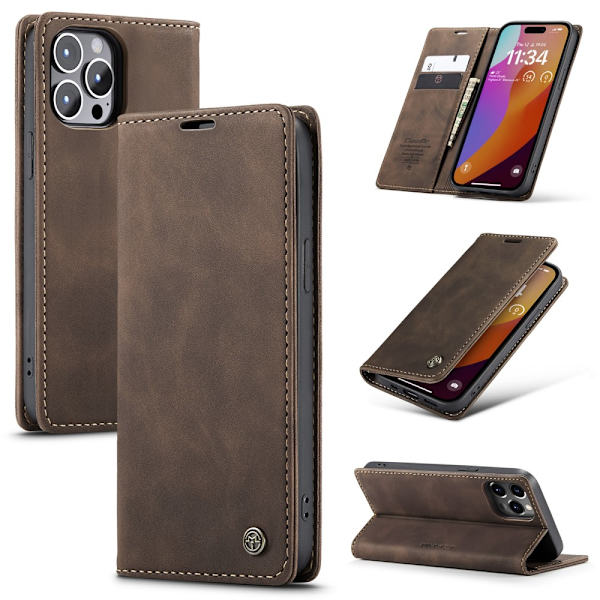 CaseMe Slim Wallet Case iPhone 16 Pro Max Brown