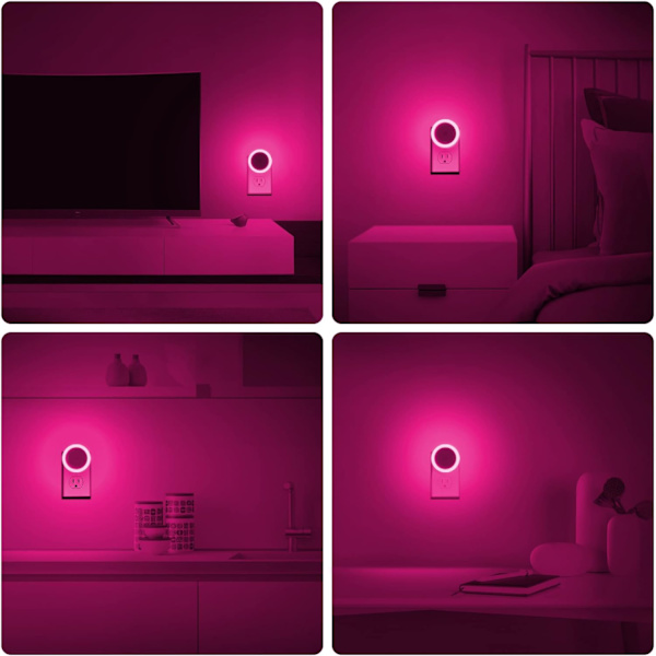 Nattlys Plugget inn i veggen Nattlys med lyssensor LED Nattlys Baby Nattlys Bad Nattlys Lys 4 Pakke Rosa