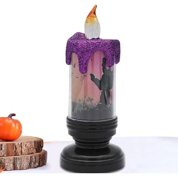Flimrende flammefrie stearinlys til Halloween, LED-stearinlys - batteridrevne - kontorinnredning, Halloween-stearinlys, festartikler