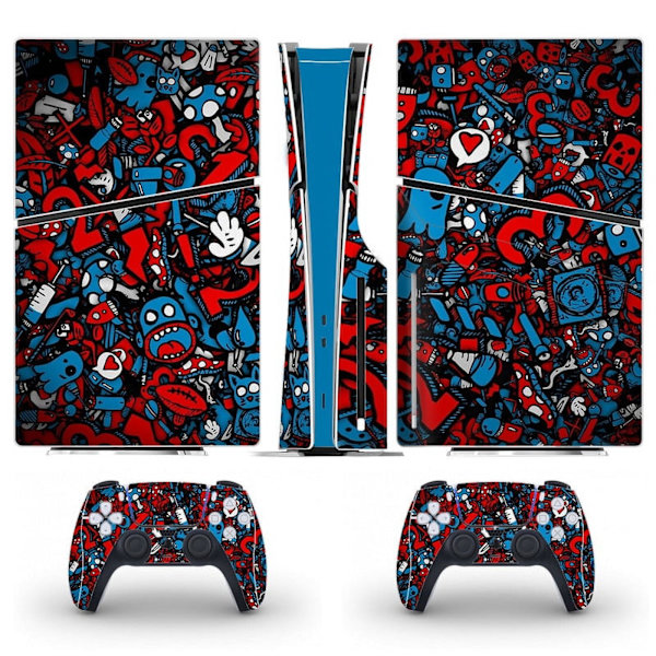 Playstation 5 Slim Ps5 Slim Cool Skin Decal Och Controller Stickers Set, Reptålig (Disk) Style02