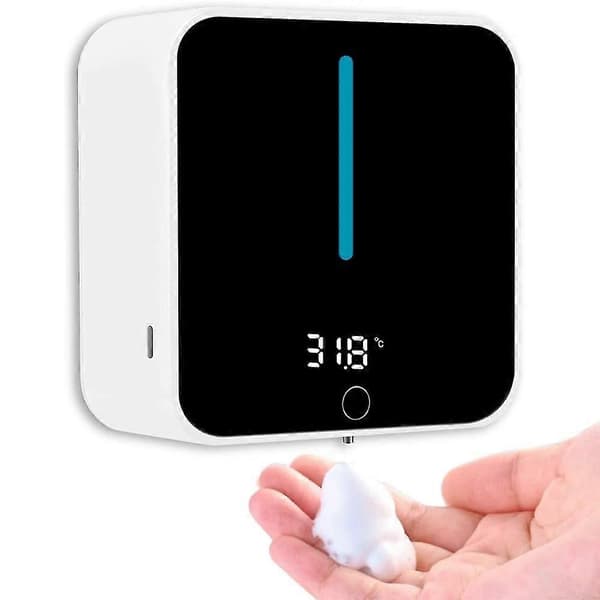 Vægmonteret skumsæbedispenser berøringsfri, håndsæbedispenser, genopladelig automatisk infrarød sensor sæbedispenser til badeværelse køkken kontor
