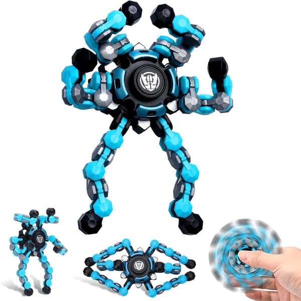 Transformable Sensory Fidget Spinner Toy, Fun DIY Spinning Top Hand Finger Spinner Creative blue