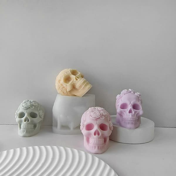 3D Rose Silikone Lysform Halloween Kranie Gips Sæbeform Aromaterapi Lysfremstilling Harpiksforme Boligdekorationer