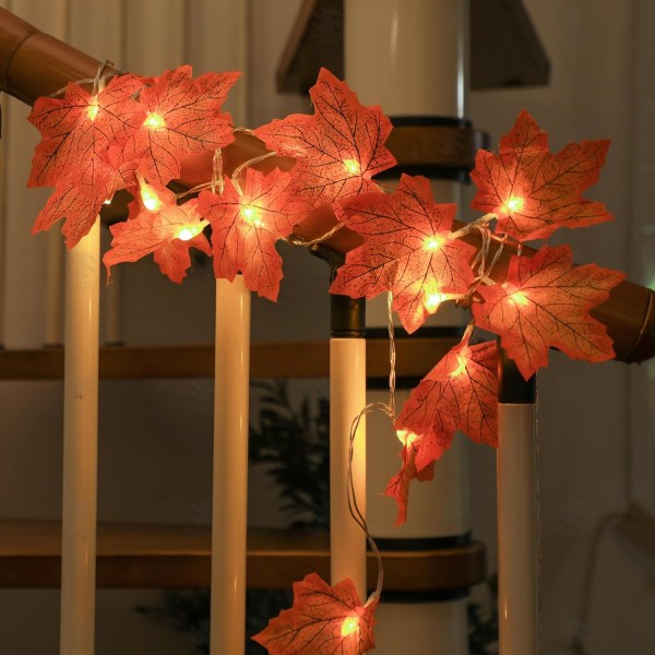 3M 20LED Höst Höst Lönnlöv ljusslinga Batteridriven Halloween-lampor, Höstlöv Girlangljus för temafest, Inomhus Utomhus Dekoration