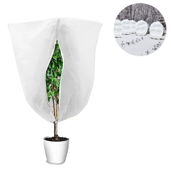 Frostbeskyttende plantetrekk i fleece, vinterbeskyttelse for planter mot kulde, vindtett, hvit, 60 g * 1,2 m * 1,8 m, med glidelås