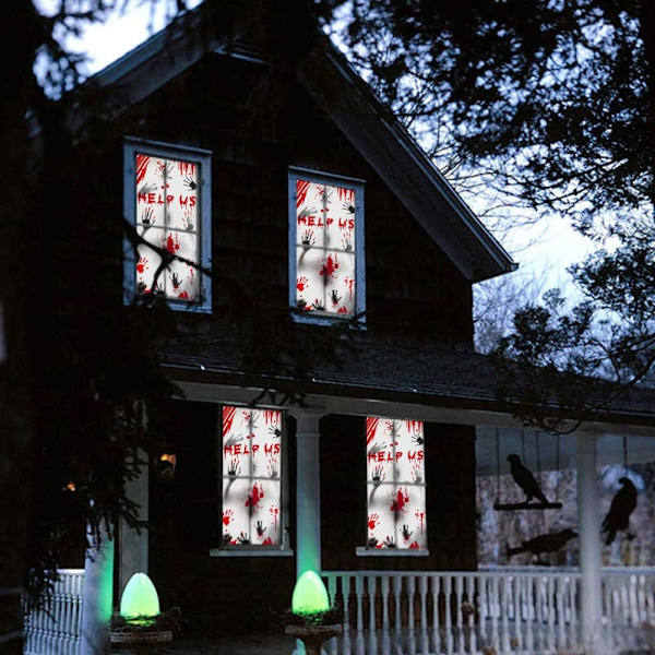 Halloween Vindue Dekorationer Zombie Plakater-3 Stk Kæmpe Blodige Håndaftryk Zombie Silhuetter, Uhyggelig Behandling Væg Dekoration Dør Dækker til Dekorationer