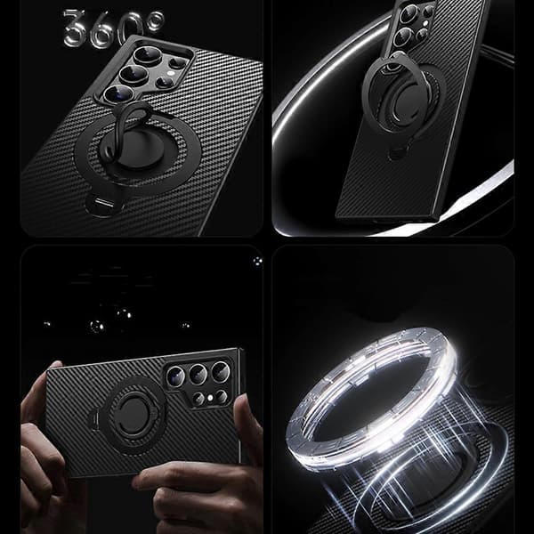 Magnetic Rotating Kickstand Case Compatible with Samsung S23 Ultra Shockproof TPU & Acrylic