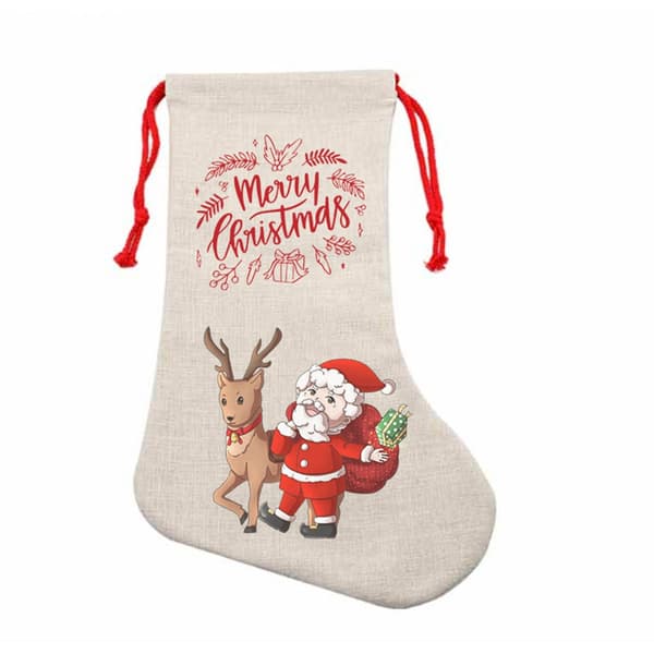 Heat Transfer Christmas Stocking Sublimation Blank Linen Socks Ornament DIY