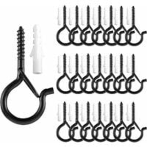 Q-Hanger 22-pack skruvöglor för upphängning av vägg, skåp, taklampor med säkerhetsspänne för nyår, fest, hem, garage (Nior)