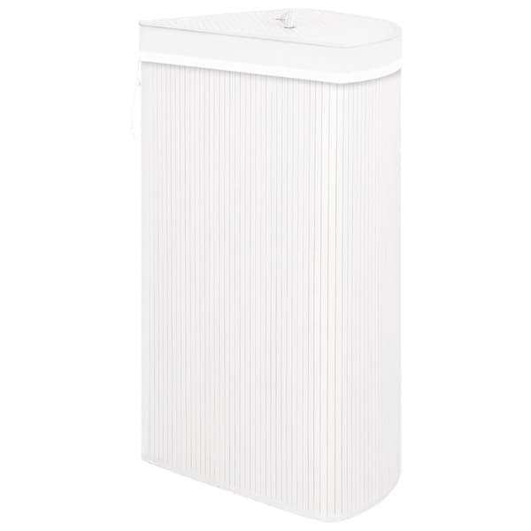 vidaXL Pyykkikori kulmaan, bambu, valkoinen, 60 L Vit white