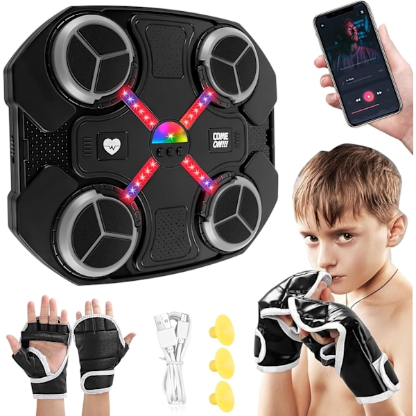 Musikboxningsmaskin för barn, 3-hastighets smart Bluetooth-musikboxningsmaskin, väggmonterad boxningsmaskin för barn som tränar till musik