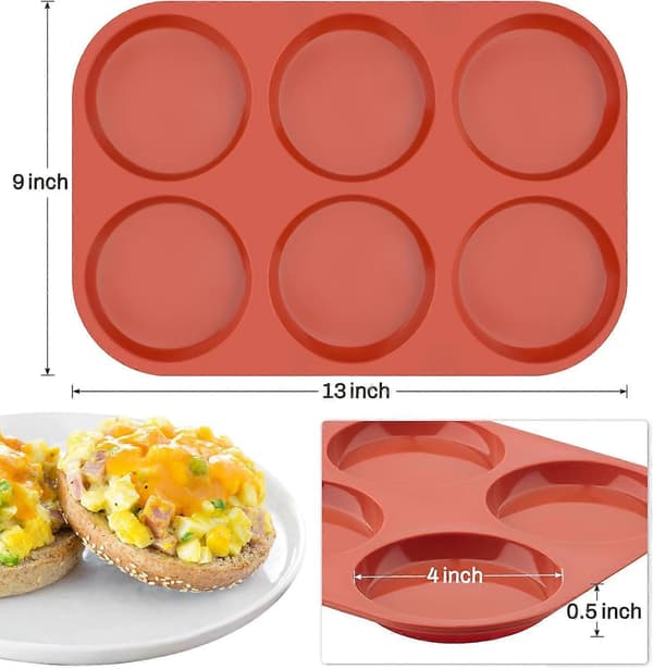 4 tums silikonäggform för frukostmackor, 3-pack non-stick silikon Jumbo Muffin Top/Hamburgerbrödsform Äggbitar formar för ugnsbakning Ägg P