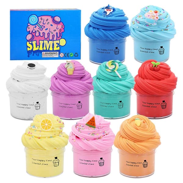 9-delt Fluffy Slime Kit Superblød Candyfloss Mudder Sky Putty Stressaflastende Sanselegetøj til DIY Ler & Squishy Tekstur Leg