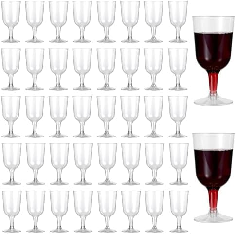 Matana - 48-pack multifunktionella klara vinglas i plast för bröllopsdag, trädgårdsgrillfest - 180 ml translucent 12-pack